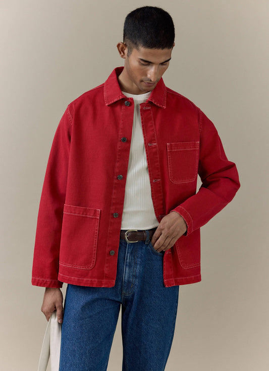 Men's Chore Jacket - Denim - Red