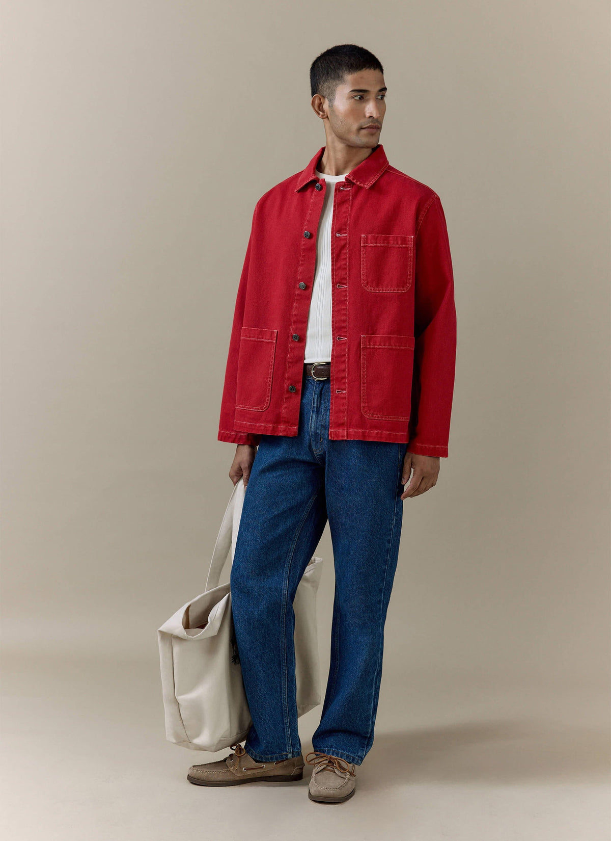 Men's Chore Jacket - Denim - Red