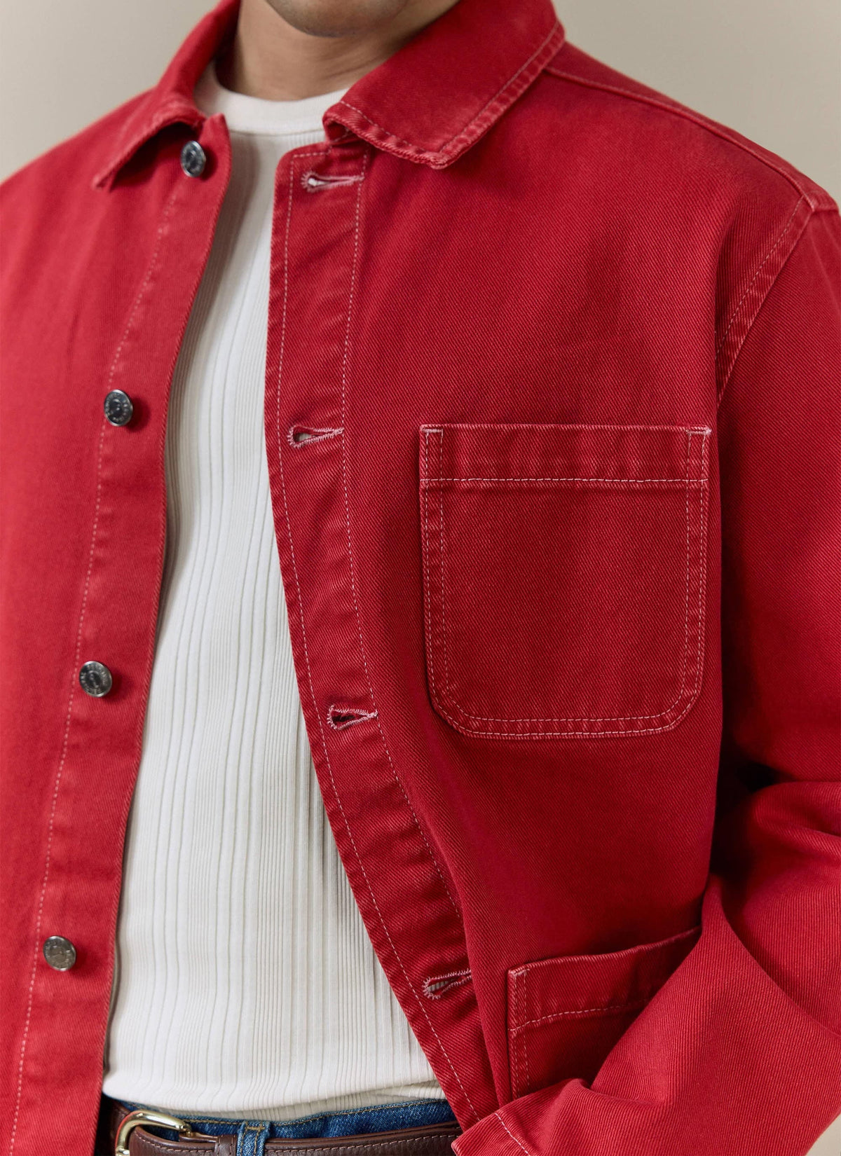 Men's Chore Jacket - Denim - Red