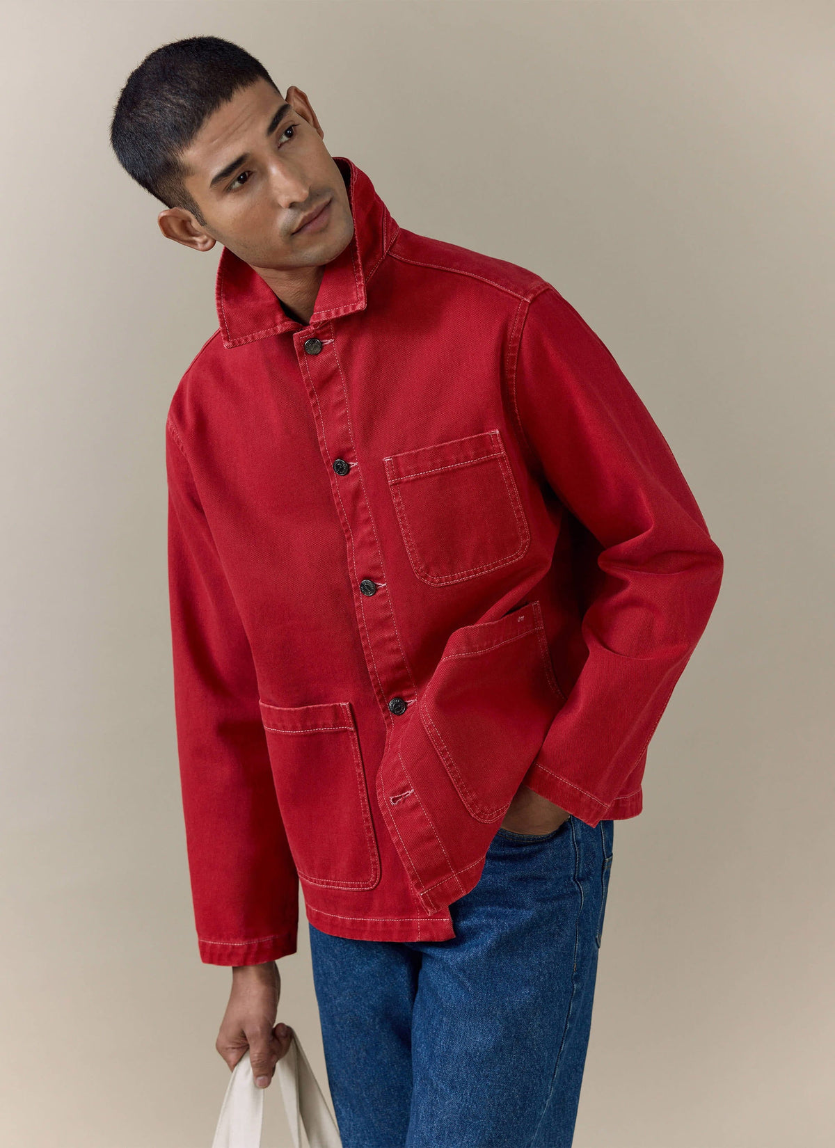 Men's Chore Jacket - Denim - Red
