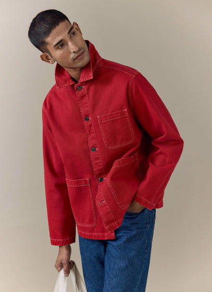 Men's Chore Jacket - Denim - Red