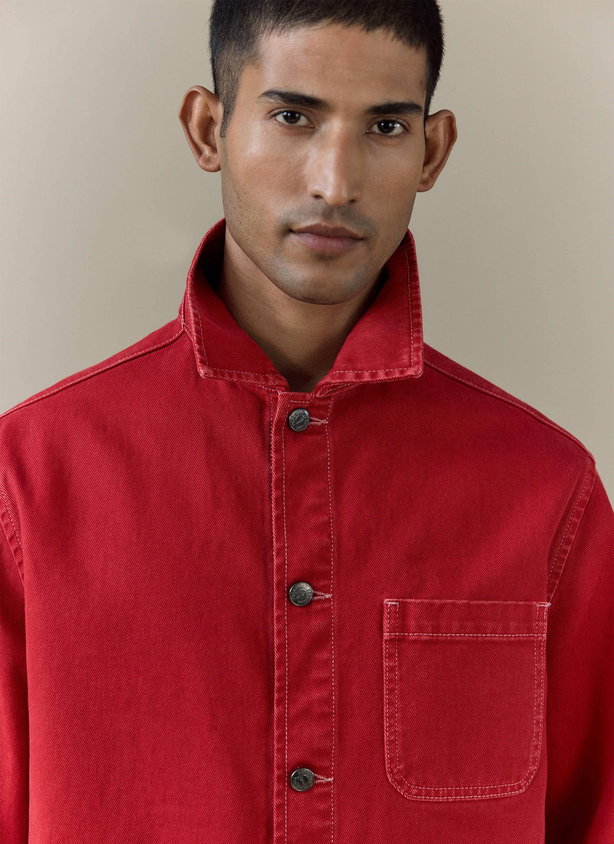 Men's Chore Jacket - Denim - Red