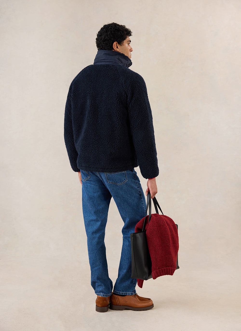 Men's Wool Fleece Jacket - Navy Blue