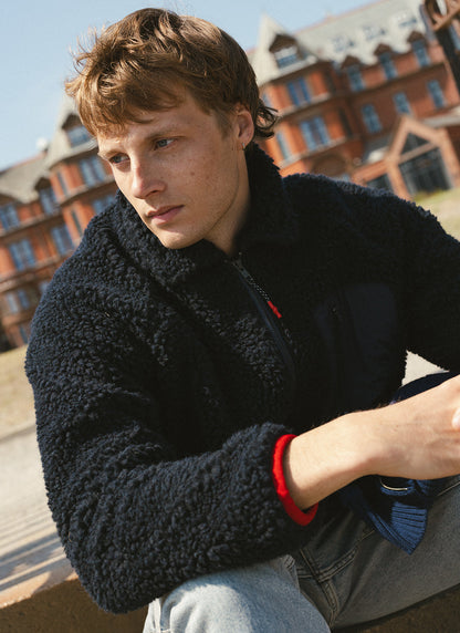 Men's Wool Fleece Jacket - Navy Blue