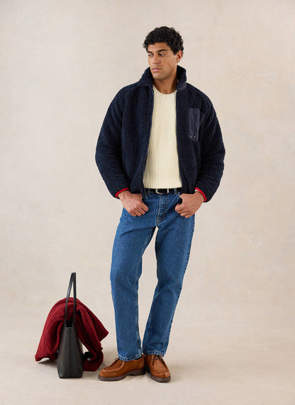 Men's Wool Fleece Jacket - Navy Blue