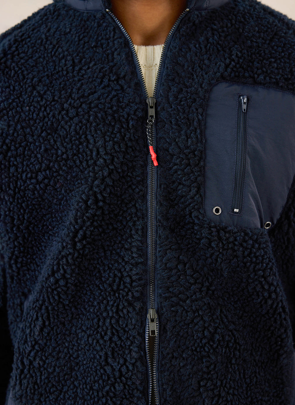 Men's Wool Fleece Jacket - Navy Blue