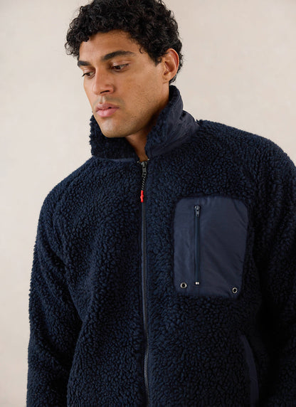 Men's Wool Fleece Jacket - Navy Blue