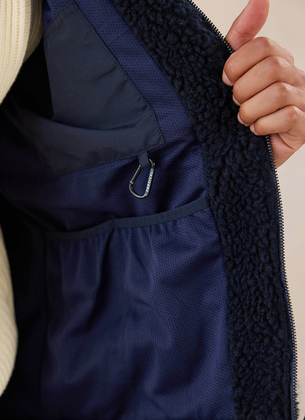 Men's Wool Fleece Jacket - Navy Blue