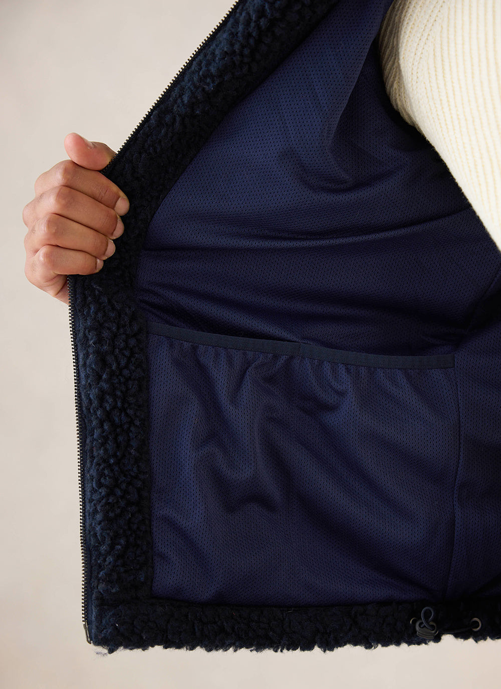 Men's Wool Fleece Jacket - Navy Blue