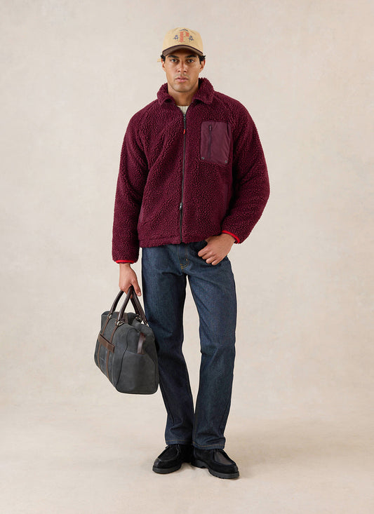 Men's Wool Fleece Jacket - Burgundy