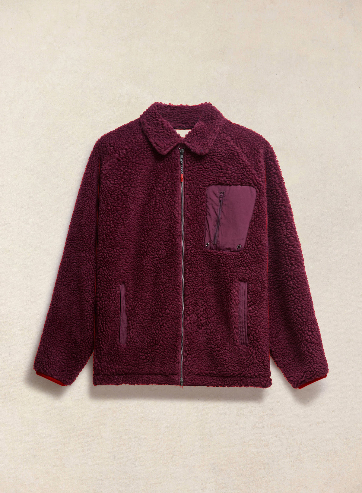 Men's Wool Fleece Jacket - Burgundy