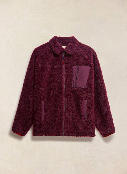 Men's Wool Fleece Jacket - Burgundy