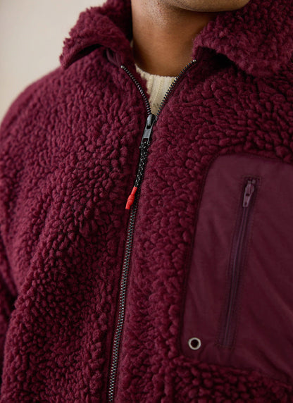 Men's Wool Fleece Jacket - Burgundy