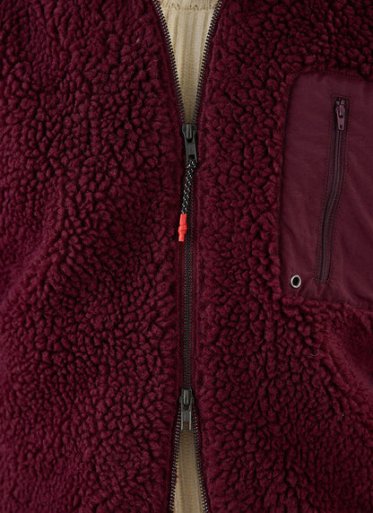 Men's Wool Fleece Jacket - Burgundy
