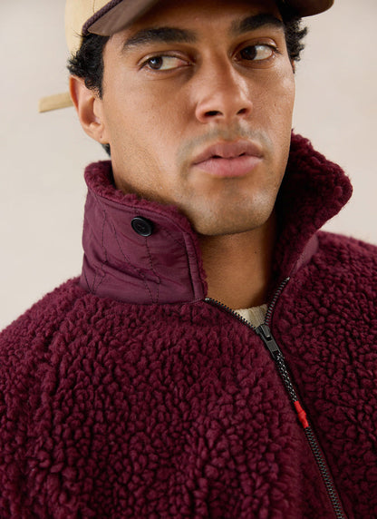 Men's Wool Fleece Jacket - Burgundy
