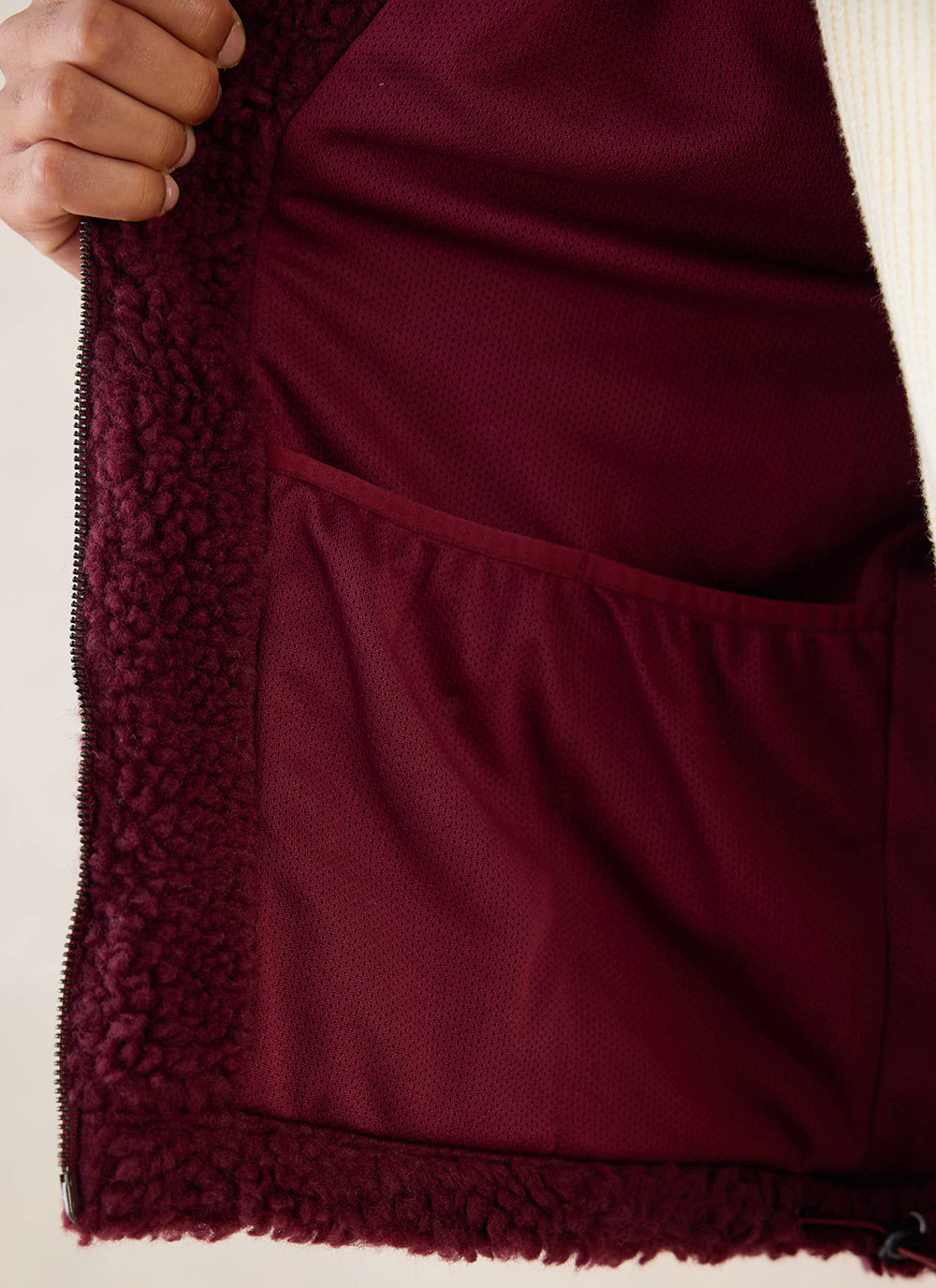 Men's Wool Fleece Jacket - Burgundy