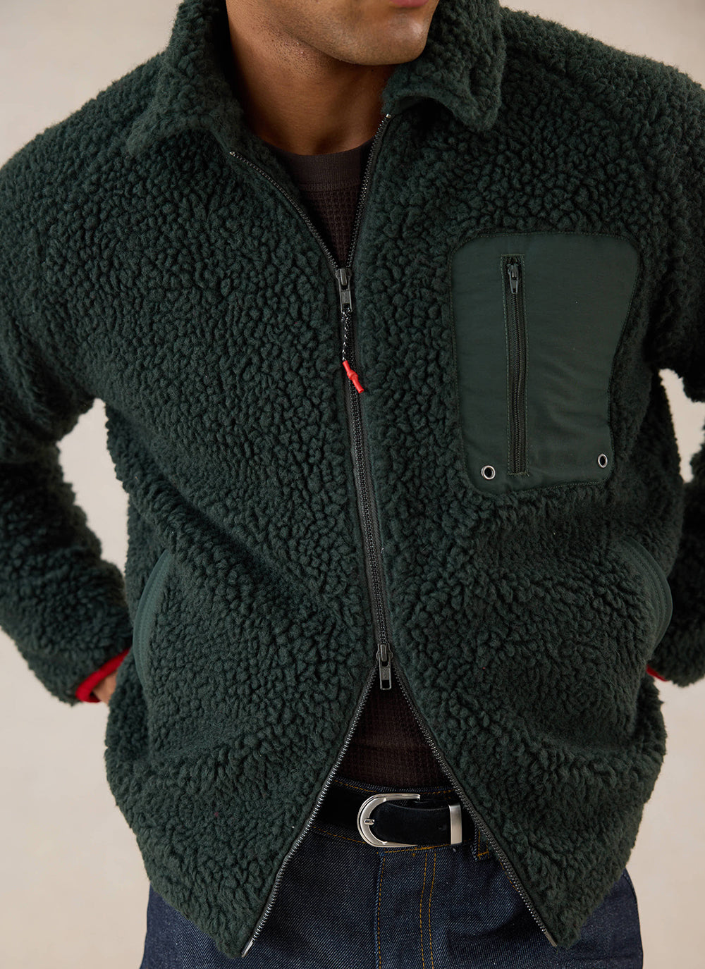 Men's Wool Fleece Jacket - Forest Green