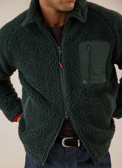 Men's Wool Fleece Jacket - Forest Green