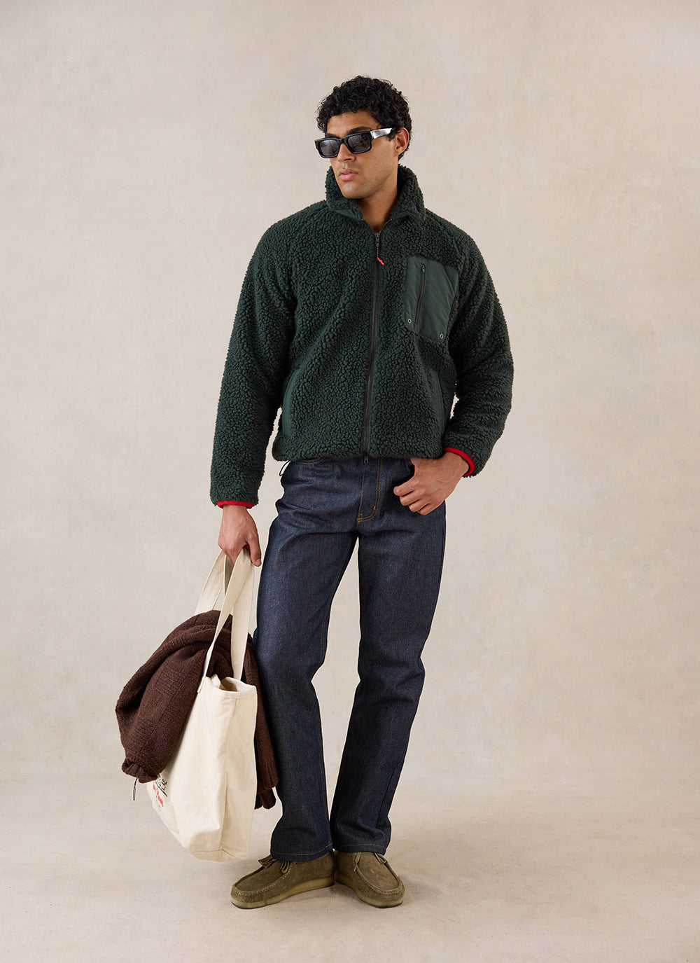 Men's Wool Fleece Jacket - Forest Green