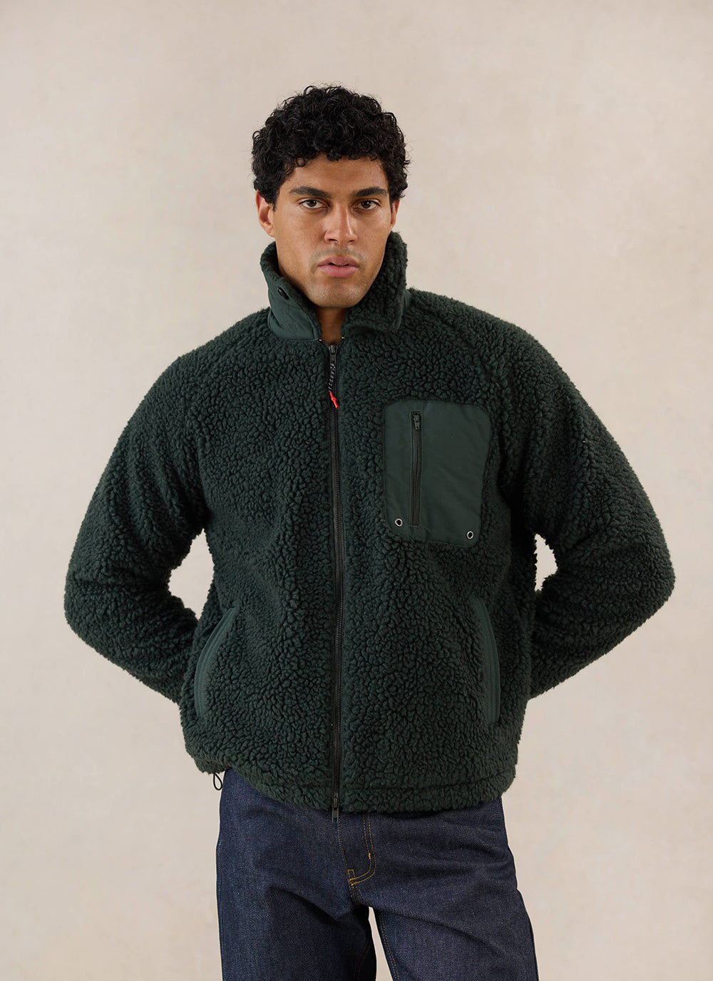 Men's Wool Fleece Jacket - Forest Green