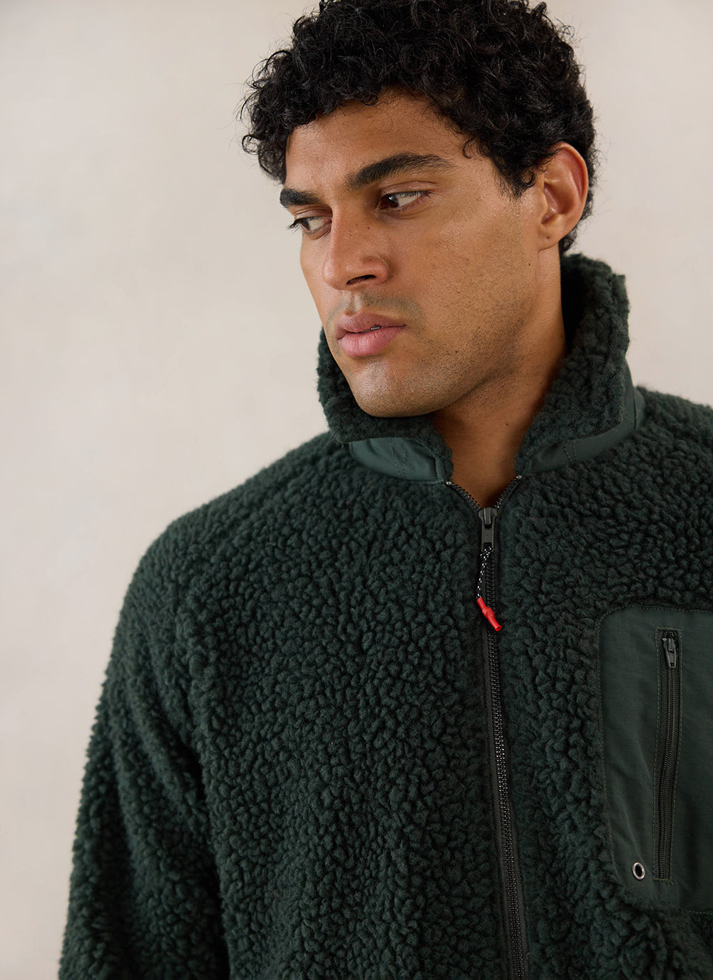 Men's Wool Fleece Jacket - Forest Green