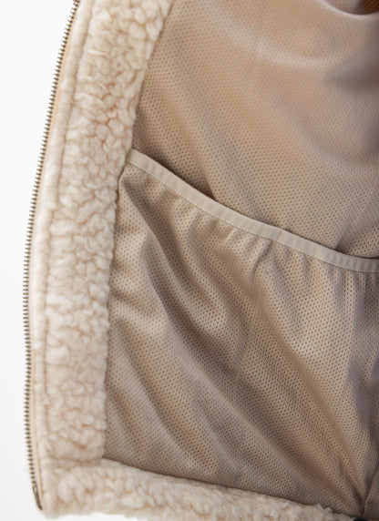 Men’s Full Zip Fleece Jacket - Wool - Ecru Cream