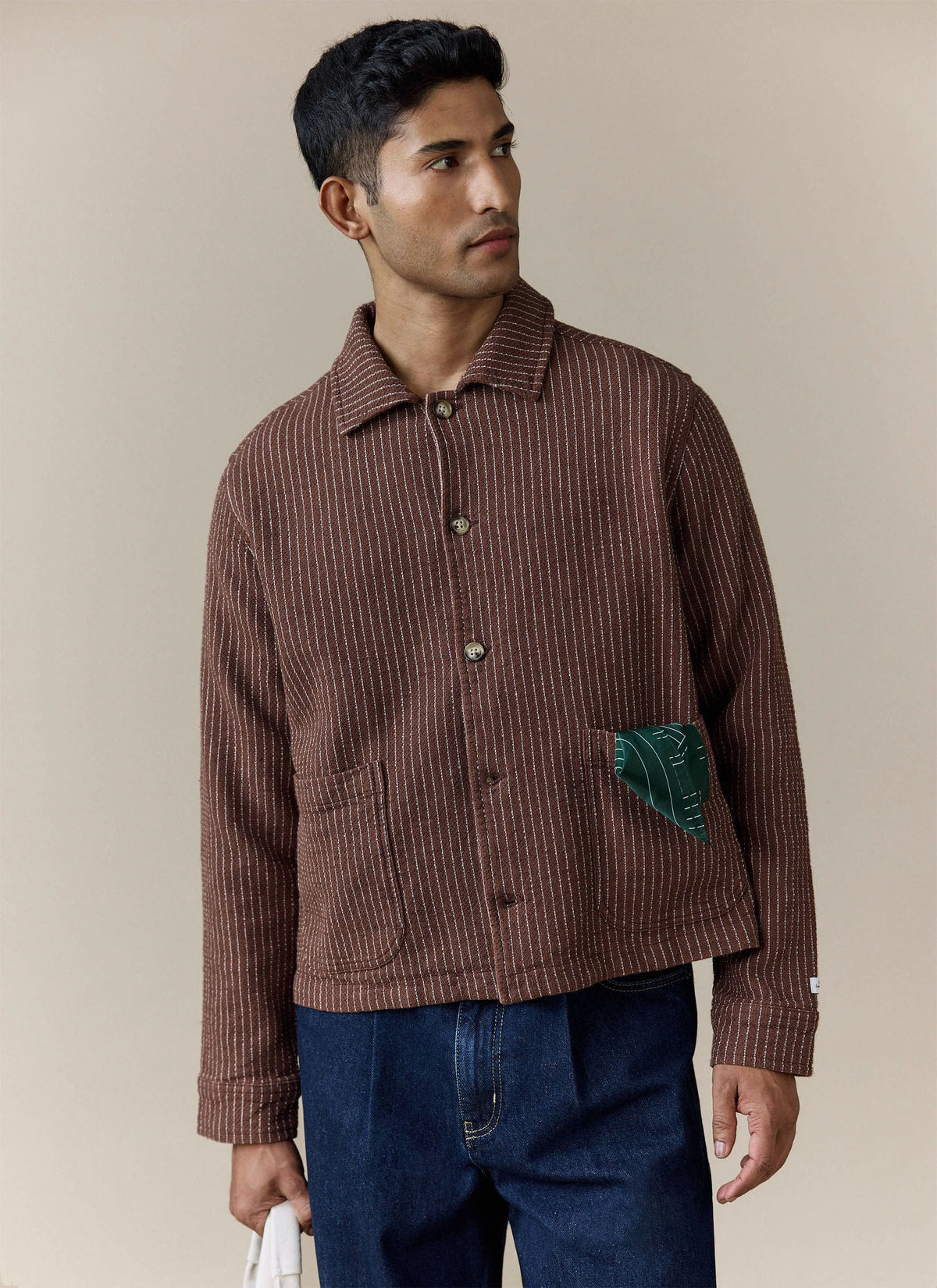 Men's Sorrento Overshirt Jacket - Linen - Brown