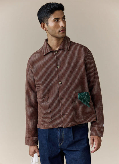 Men's Sorrento Overshirt Jacket - Linen - Brown