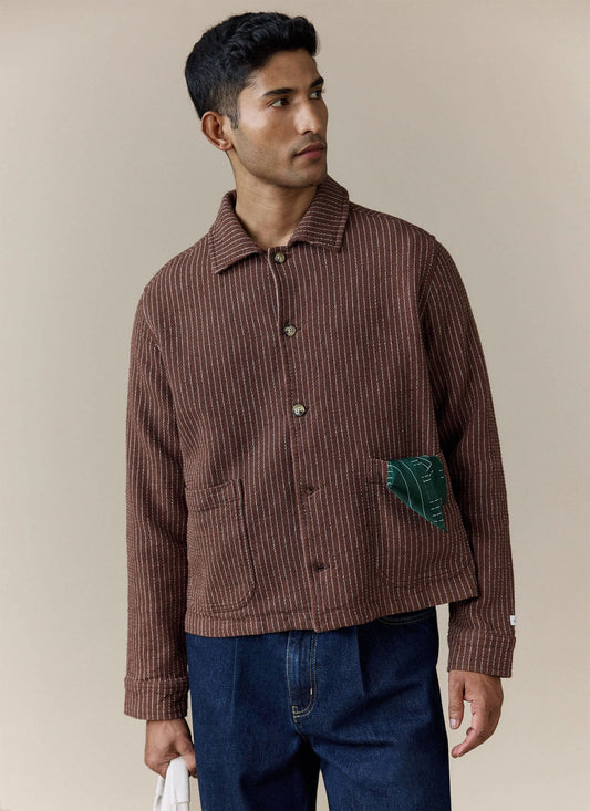 Men's Sorrento Overshirt Jacket - Linen - Brown