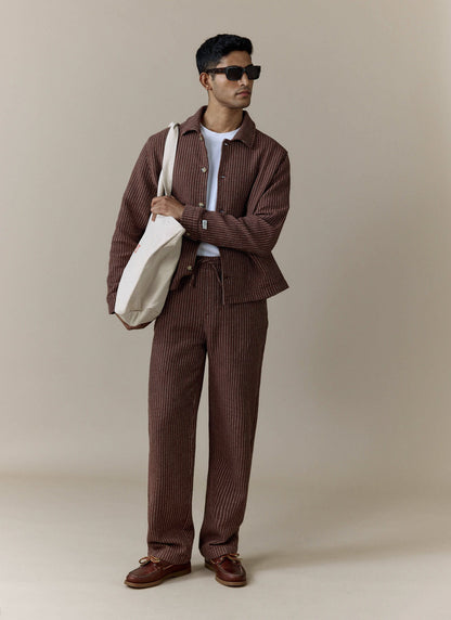 Men's Sorrento Overshirt Jacket - Linen - Brown