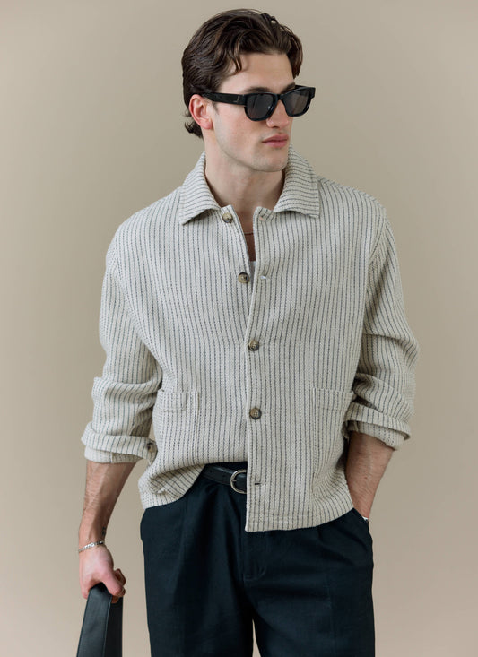 Men's Sorrento Overshirt Jacket - Linen - Cream