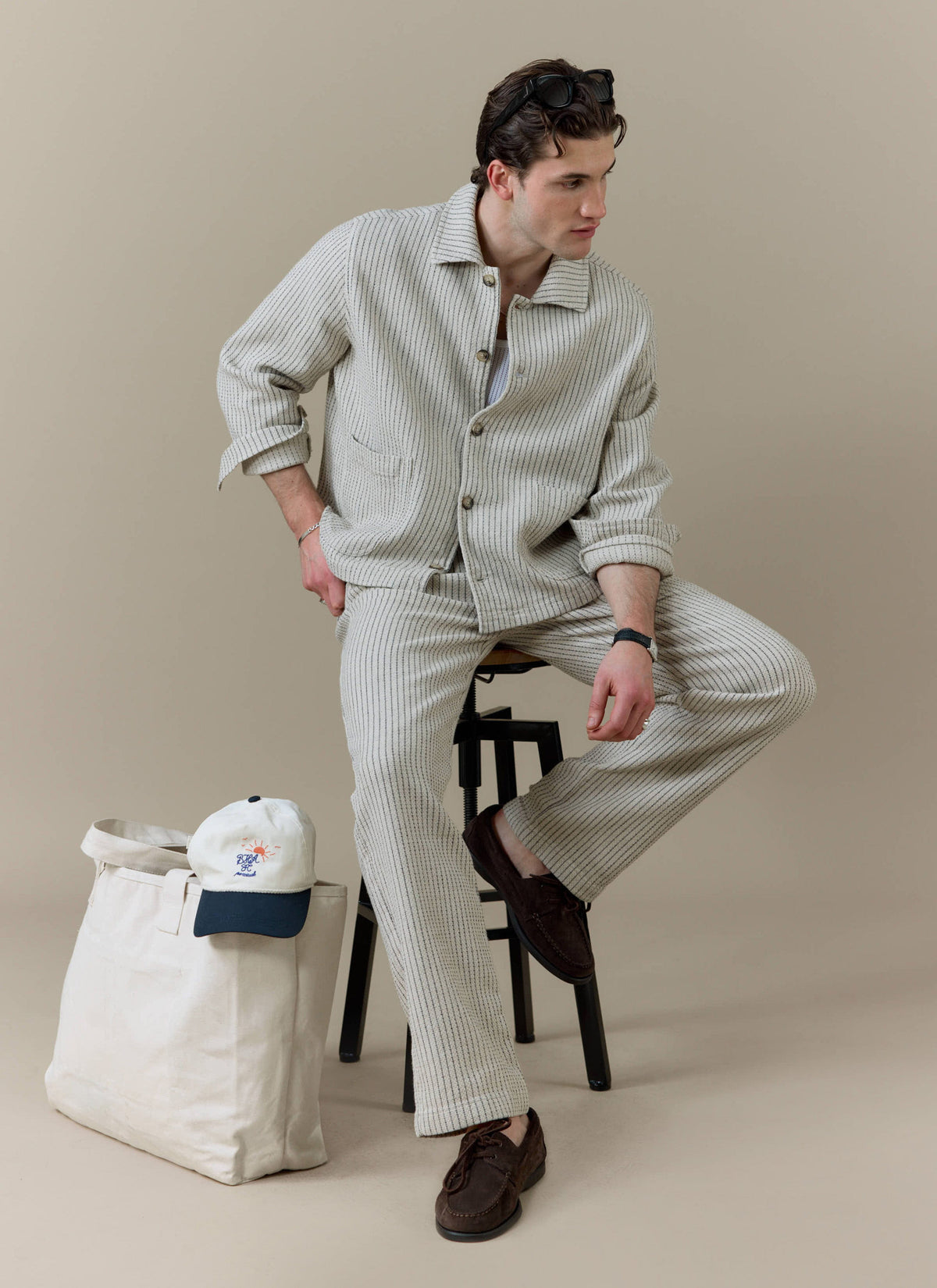 Men's Sorrento Overshirt Jacket - Linen - Cream
