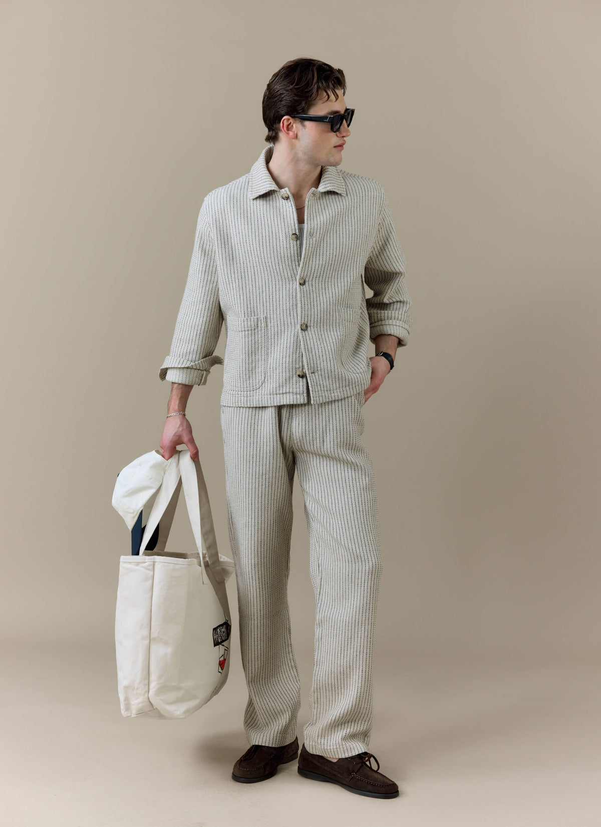 Men's Sorrento Overshirt Jacket - Linen - Cream