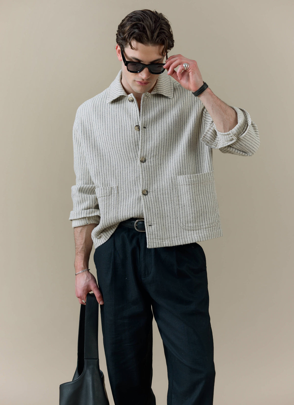 Men's Sorrento Overshirt Jacket - Linen - Cream