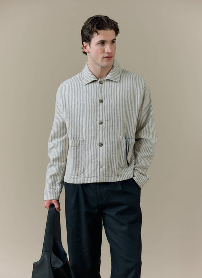 Men's Sorrento Overshirt Jacket - Linen - Cream