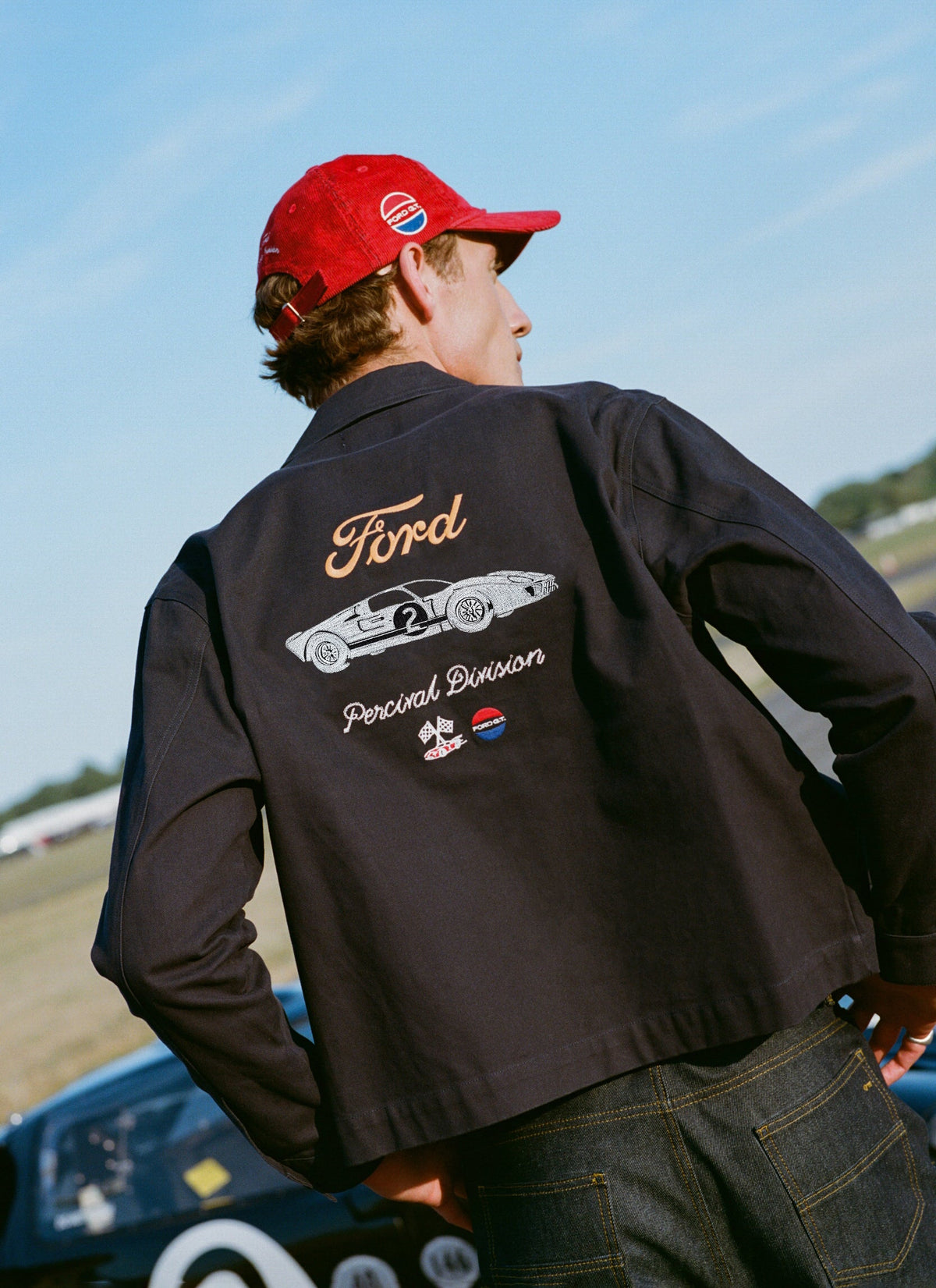 Men's GT40 Embroidered Canvas Jacket - Ford x Percival - Navy - Cotton