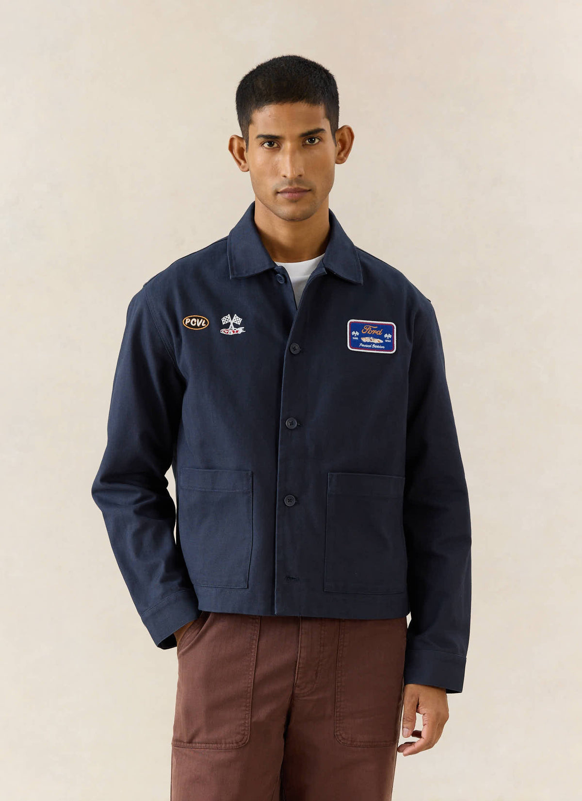 Men's GT40 Embroidered Canvas Jacket - Ford x Percival - Navy - Cotton