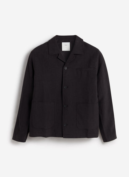 Men's Black Overshirt - 100% Linen