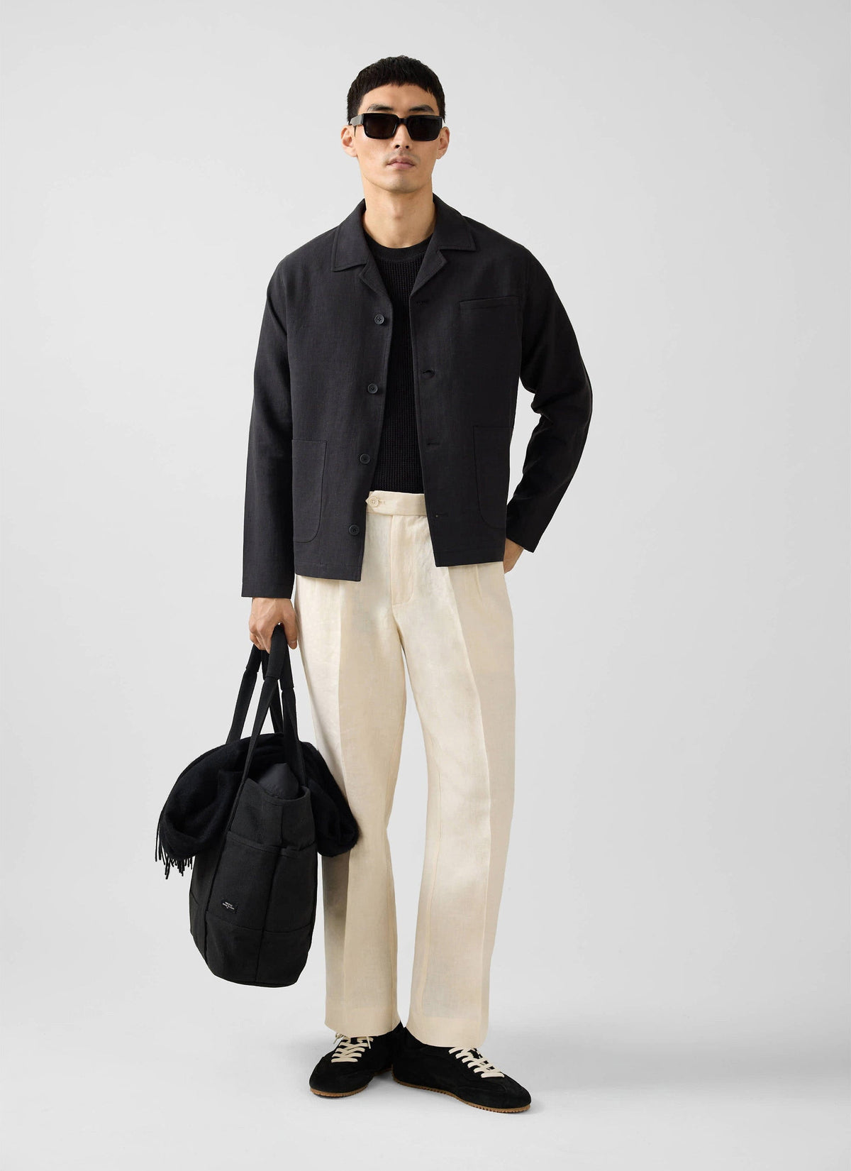 Men's Black Overshirt - 100% Linen