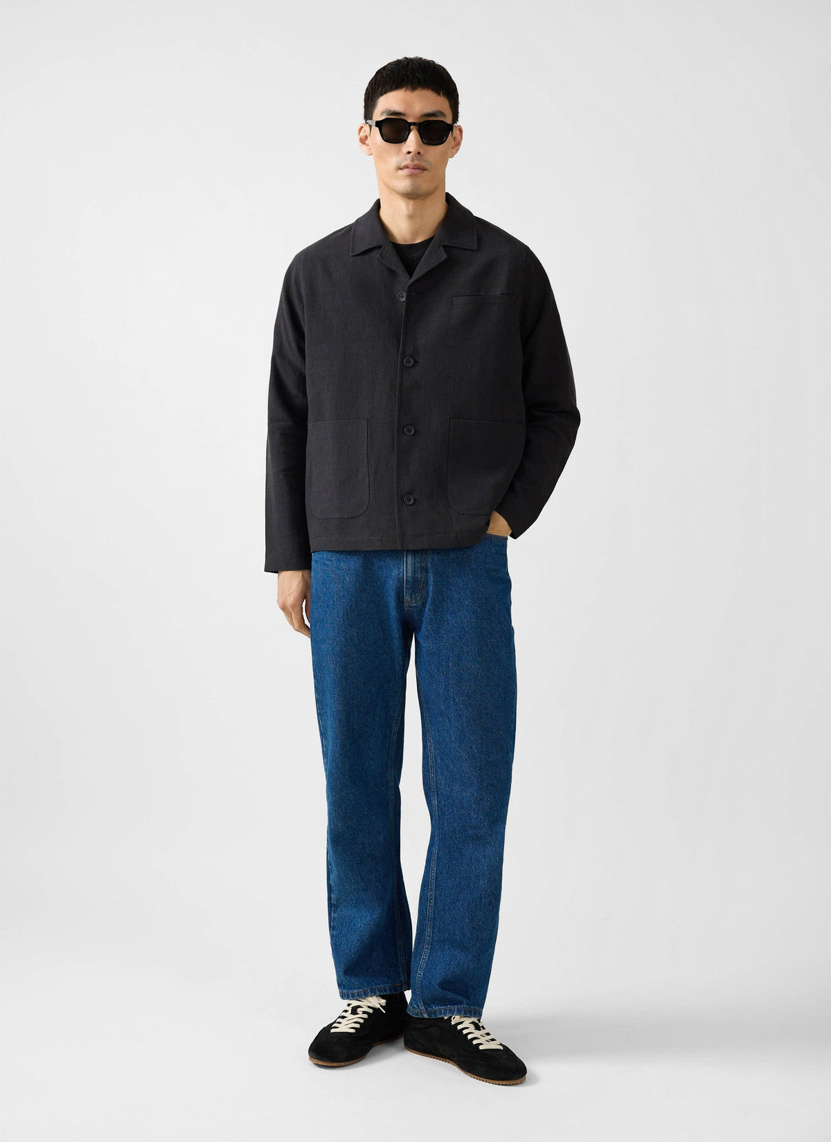 Men's Black Overshirt - 100% Linen