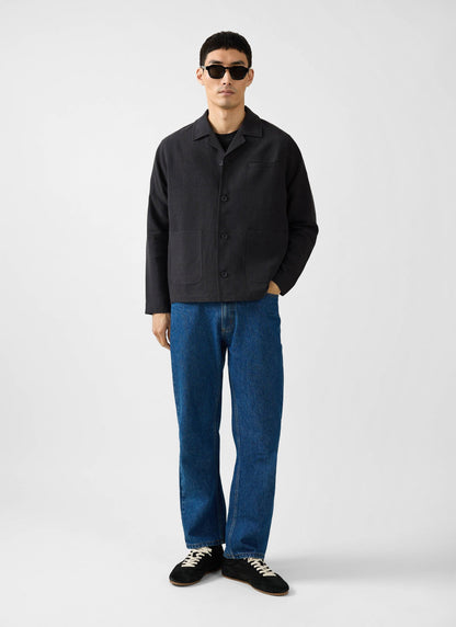 Men's Black Overshirt - 100% Linen