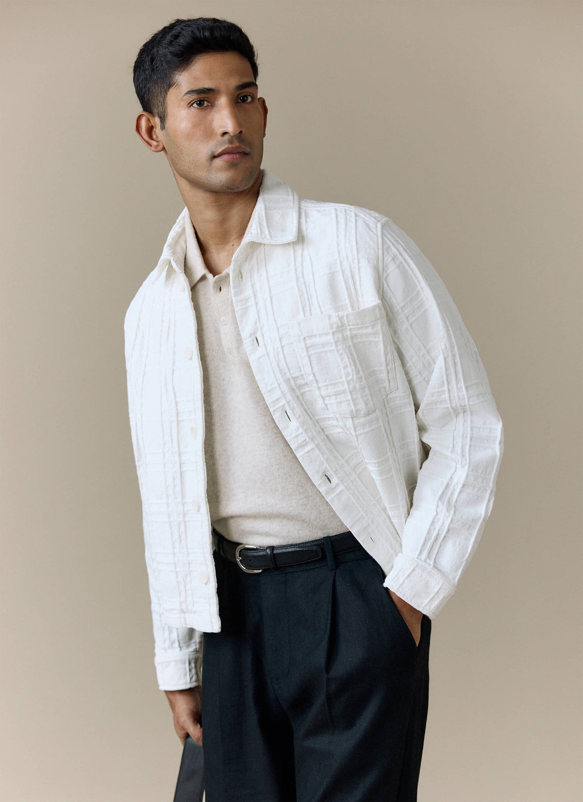 Men's Check Overshirt - Canyon - Cotton - White