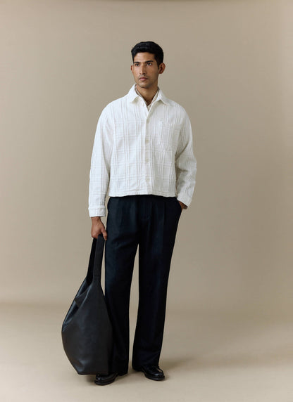 Men's Check Overshirt - Canyon - Cotton - White