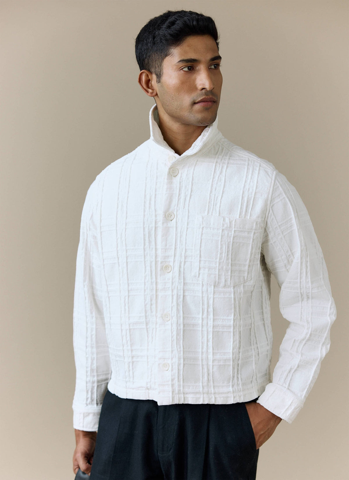 Men's Check Overshirt - Canyon - Cotton - White