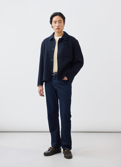 Men's Wool Overshirt - Shacket - Wool - Navy Blue