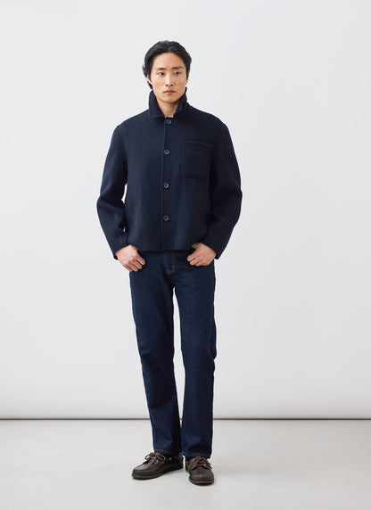 Men's Wool Overshirt - Shacket - Wool - Navy Blue