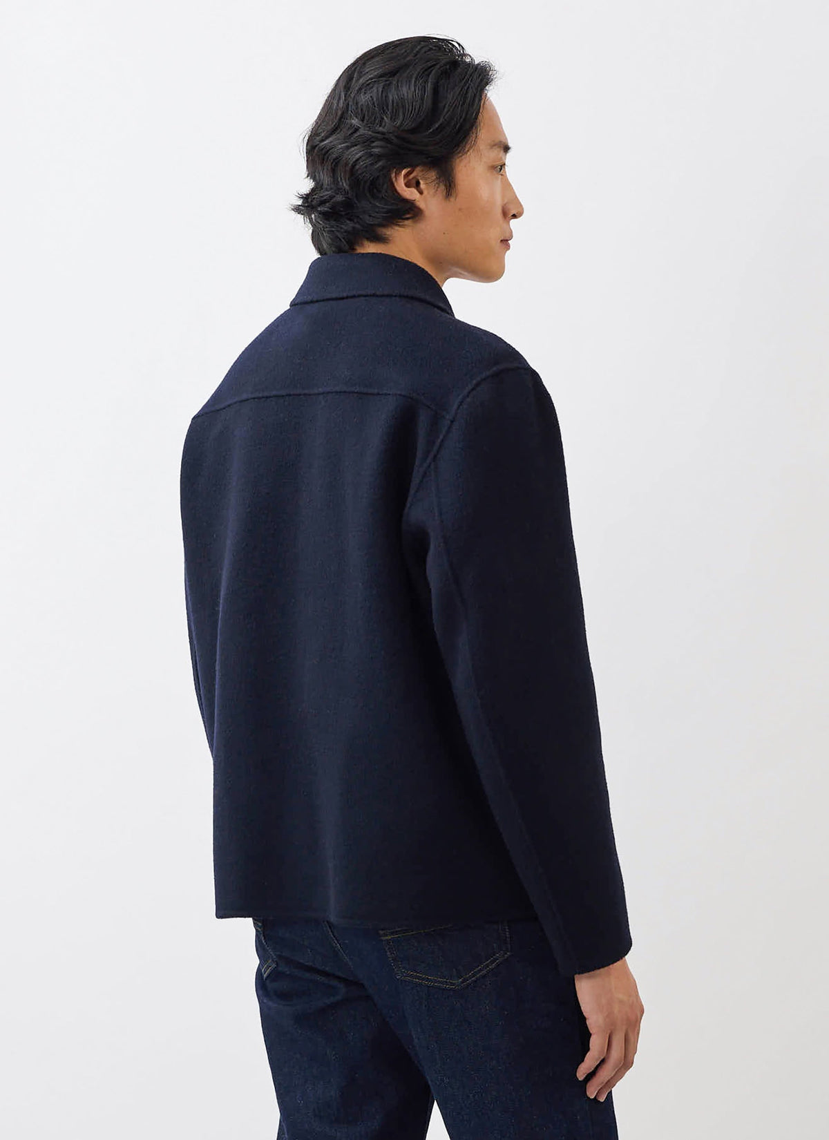 Men's Wool Overshirt - Shacket - Wool - Navy Blue