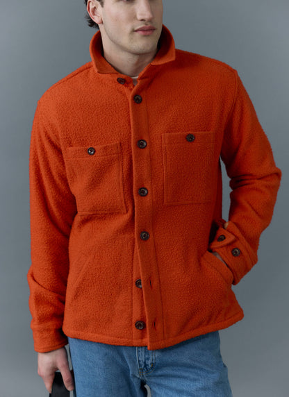 Men's Blanket Overshirt - Casentino Wool - Orange