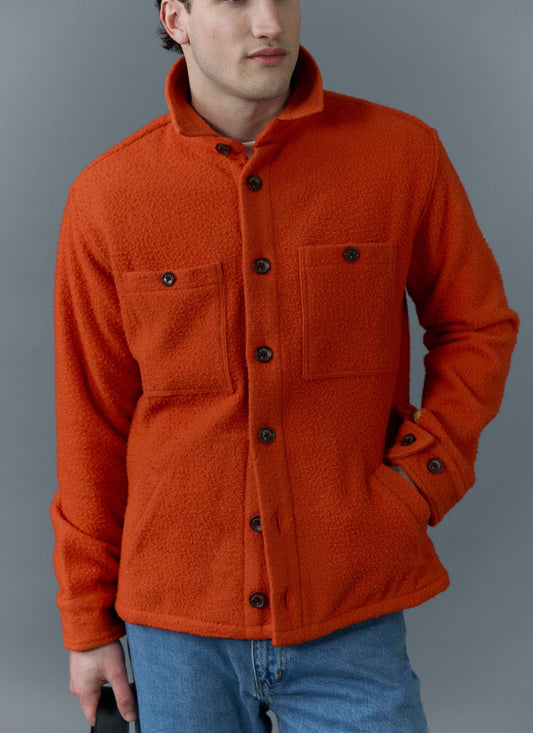 Men's Blanket Overshirt - Casentino Wool - Orange