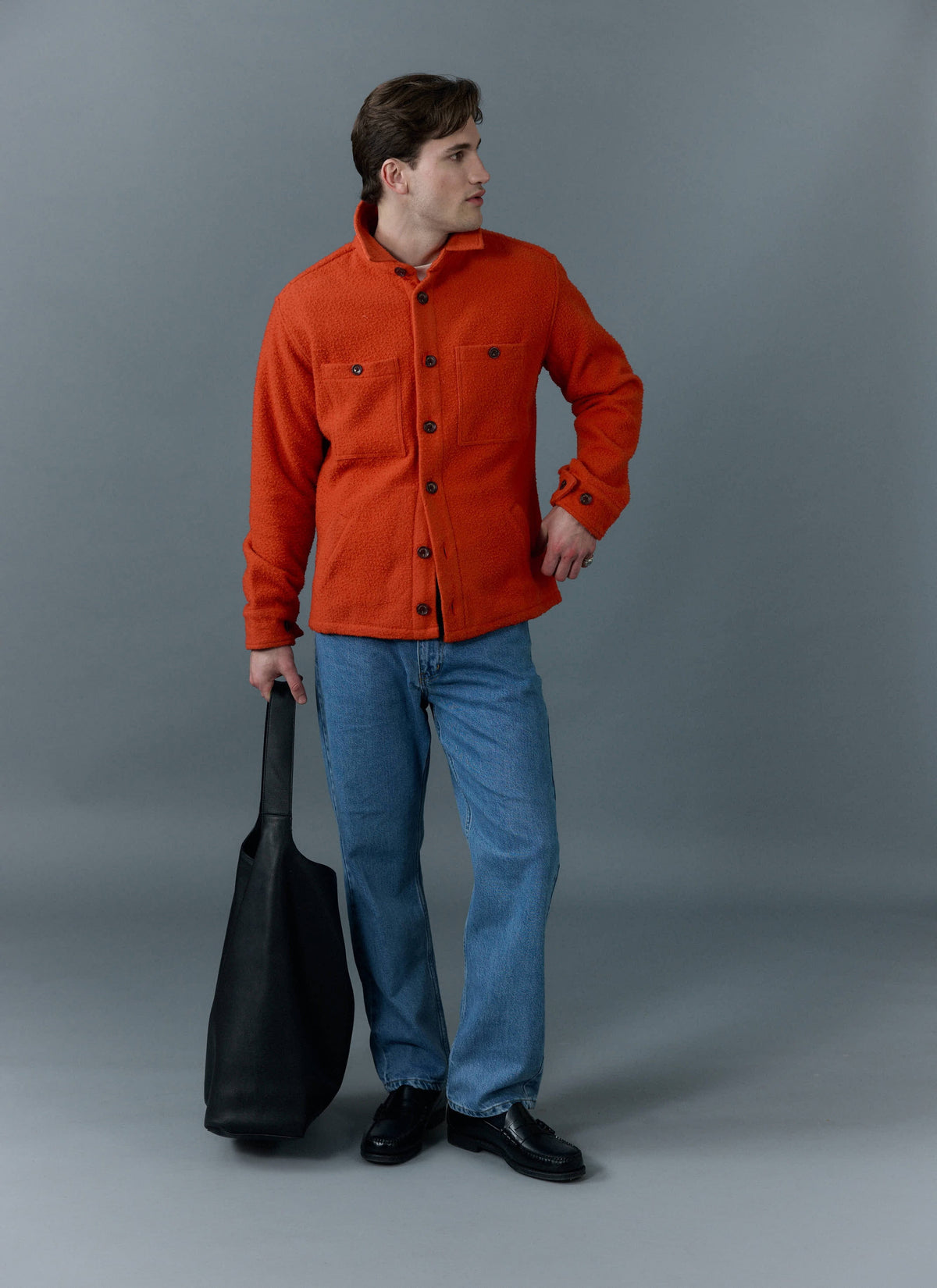 Men's Blanket Overshirt - Casentino Wool - Orange